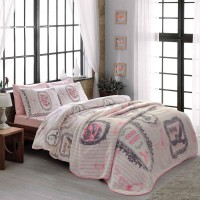 Posteljina sa ćebetom za jedan krevet Camille V1 roza Tac